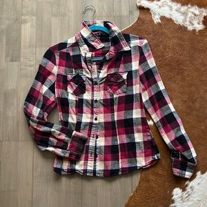 S plaid flannel. Forever 21, with pockets